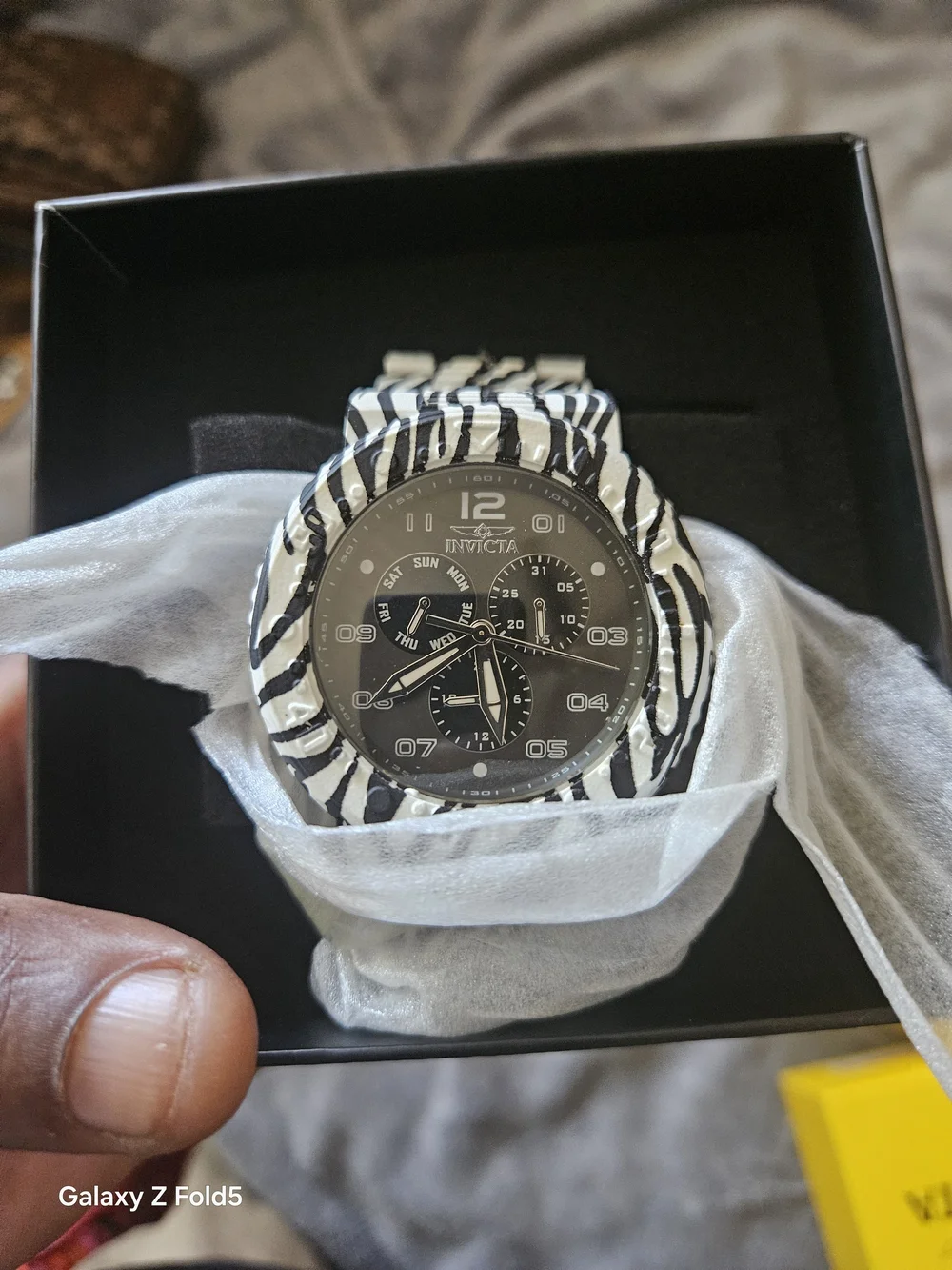 Invicta Men's Black & White Zebra-Pattern 50mm Watch